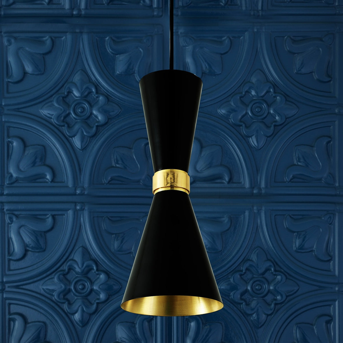 Cairo Contemporary Pendant Light Matt Black and Brass