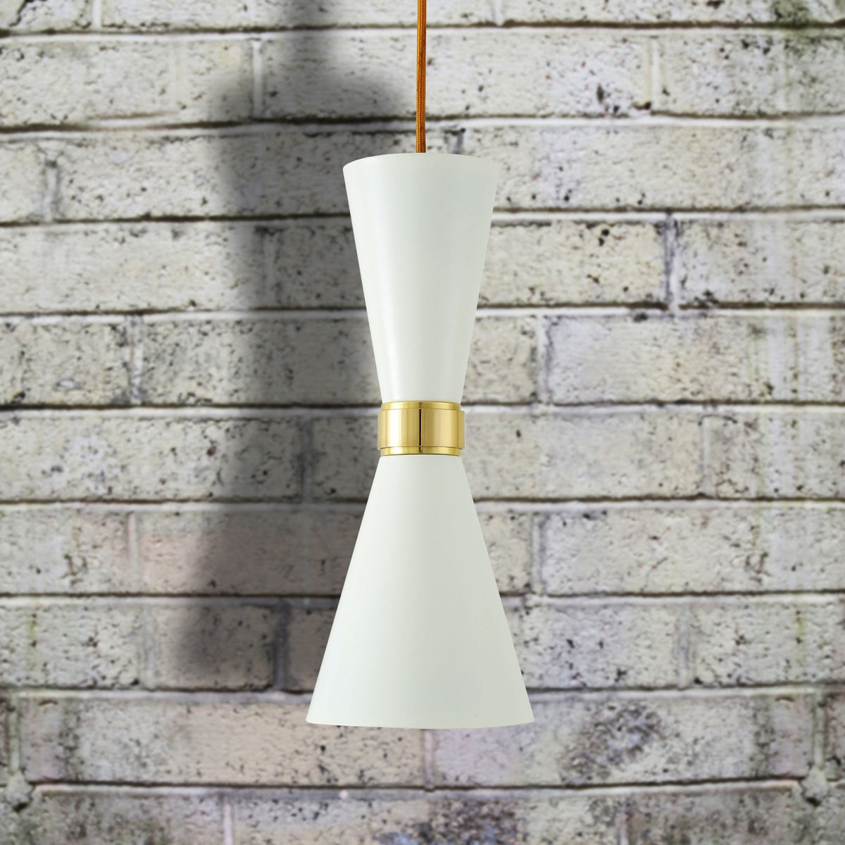 Cairo Contemporary Pendant Light White and Brass