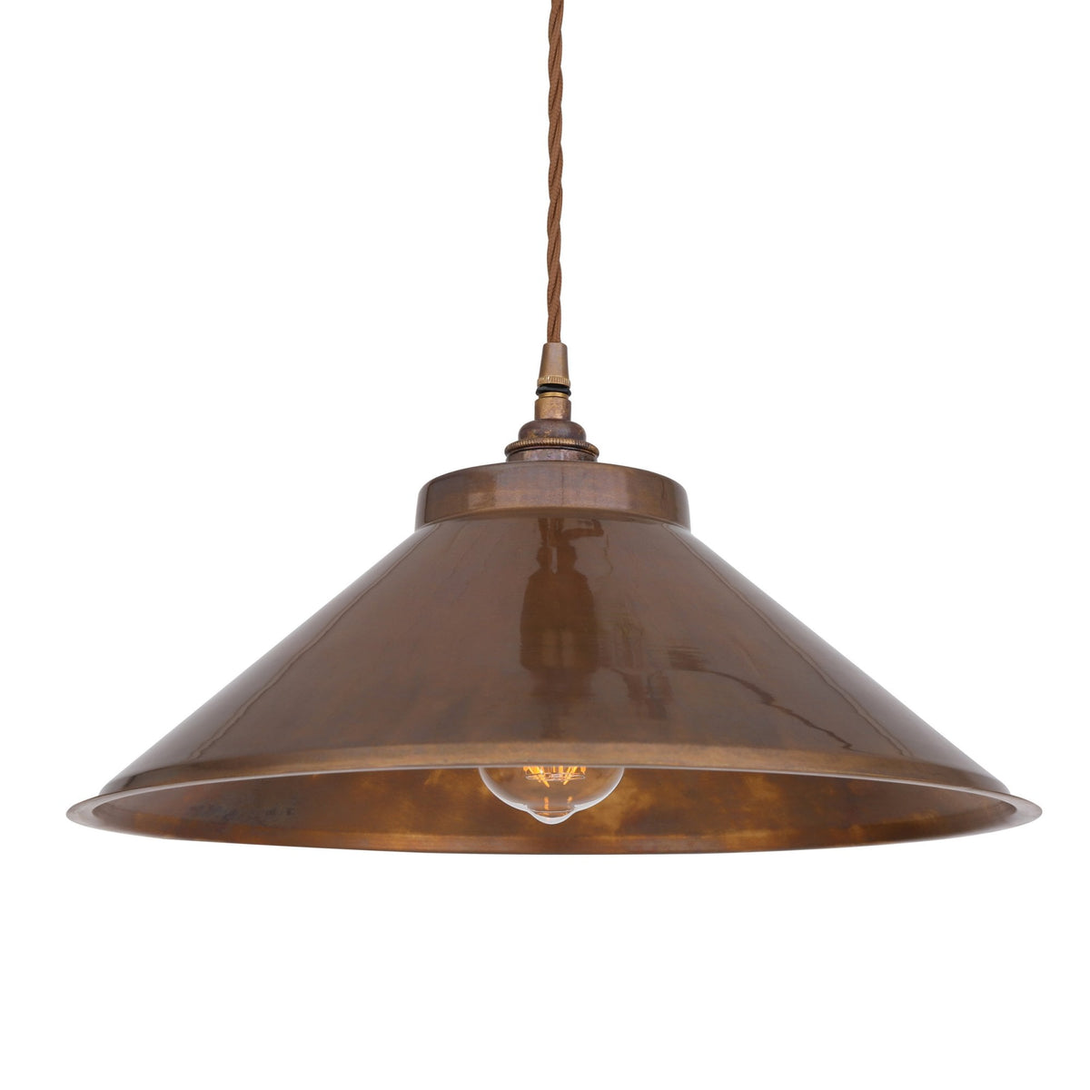 Rio E27 Vintage Pendant Light in Antique Brass
