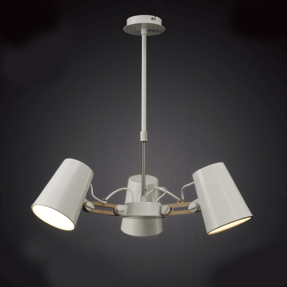 Looker 3 Light Adjustable Pendant in White and Beech Wood