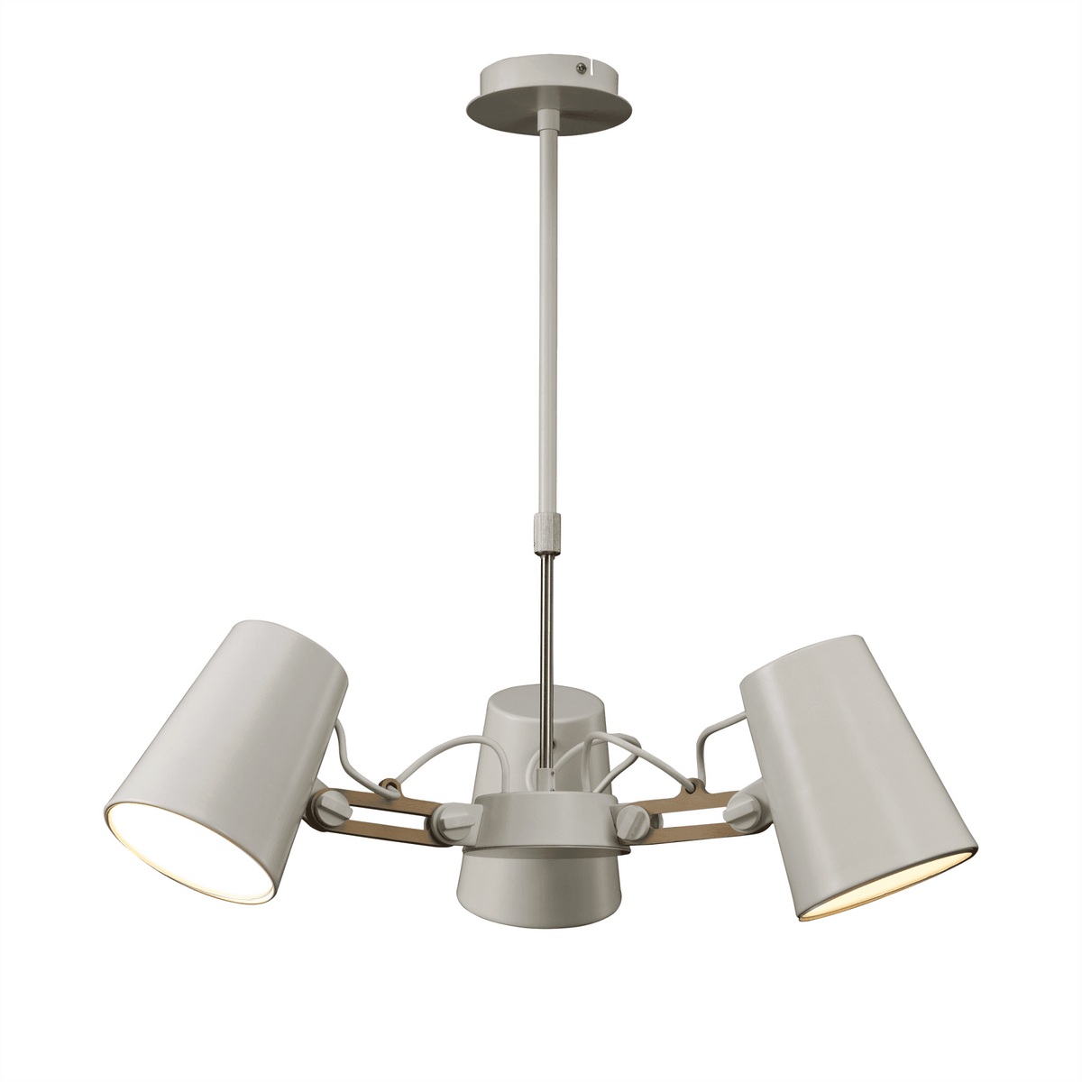 Looker 3 Light Adjustable Pendant in White and Beech Wood