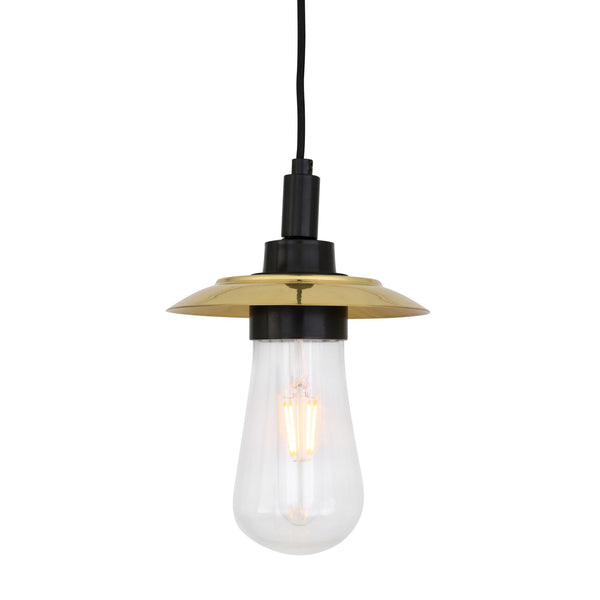 Ren IP65 Pendant Light in Black and Polished Brass