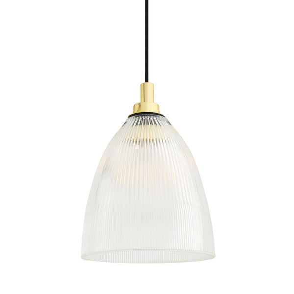 Brooke IP65 20cm Pendant Light with Polished Brass Detail