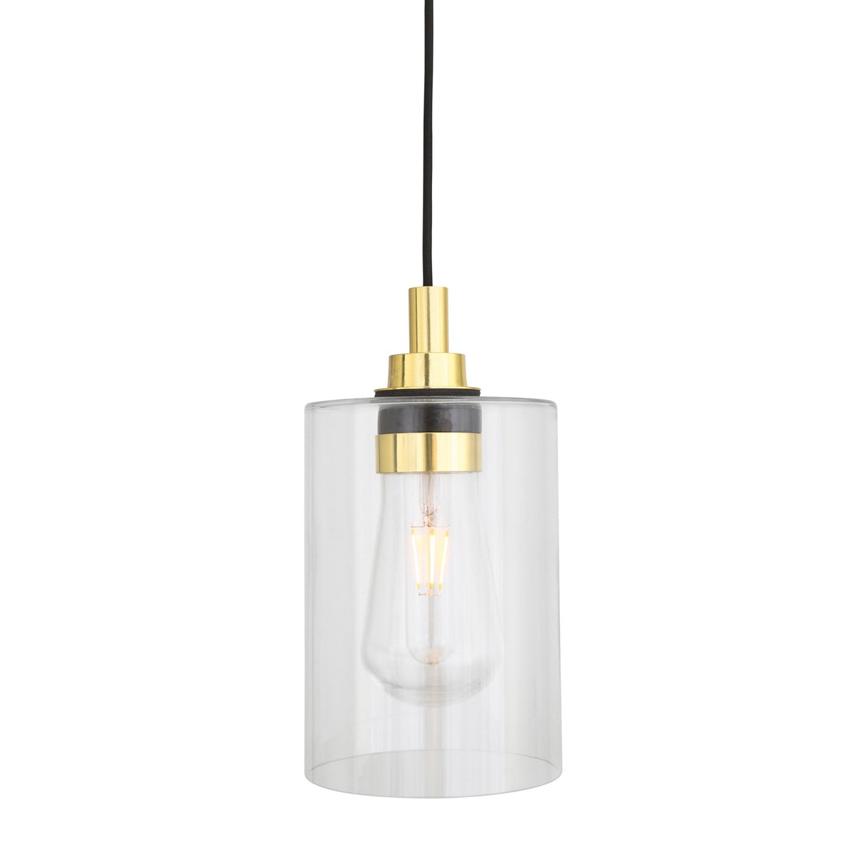 Calder IP65 Pendant Light with Polished Brass Detail