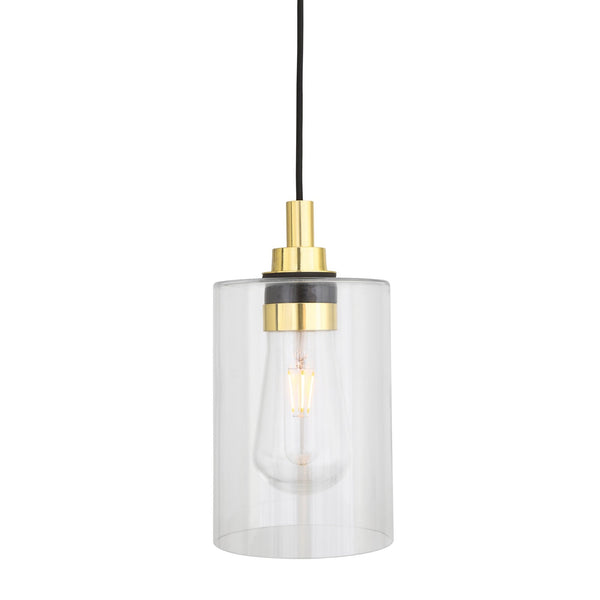 Calder IP65 Pendant Light with Polished Brass Detail