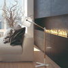 Nordica Adjustable Floor Lamp in Ivory White and Beech Wood