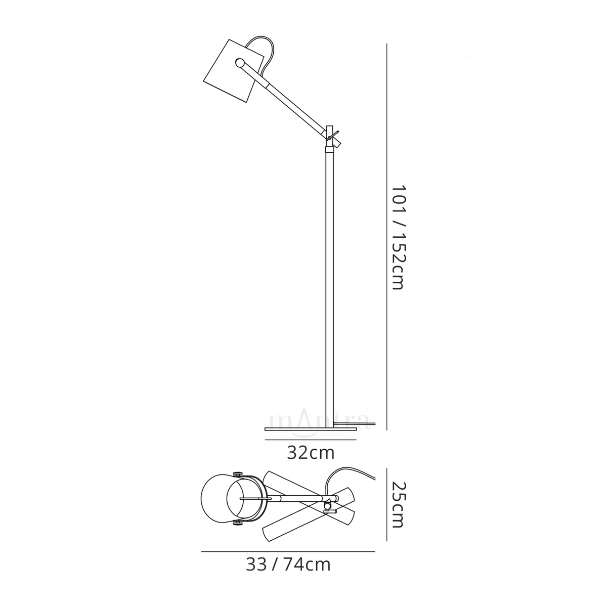Nordica Adjustable Floor Lamp in Black and Beech Wood