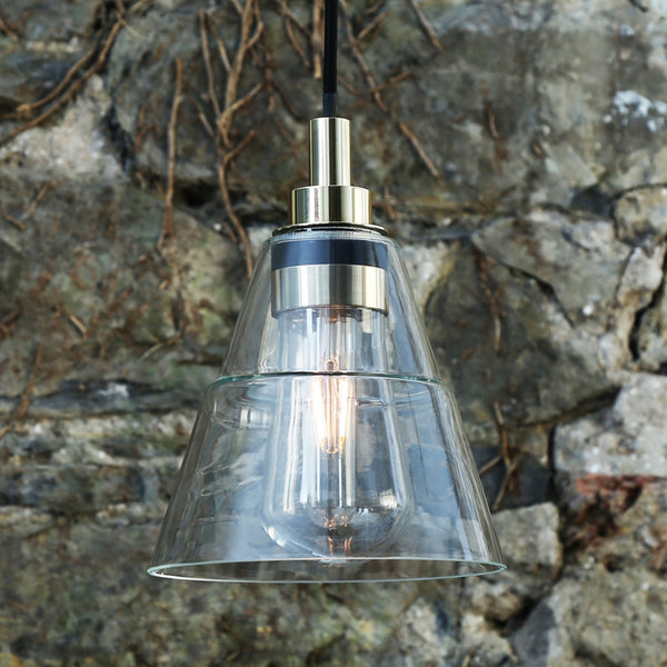 Kairi IP65 Pendant Light with Polished Brass Detail
