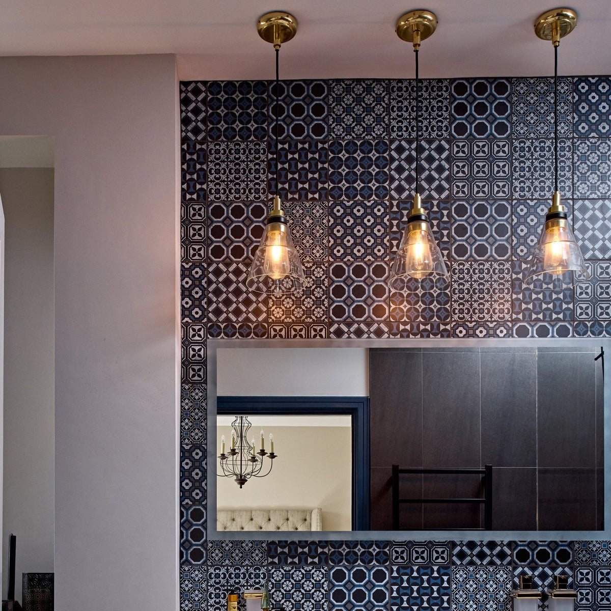 Kairi IP65 Pendant Light with Antique Brass Detail