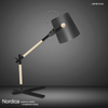 Nordica Adjustable Desk Lamp in Black and Beech Wood