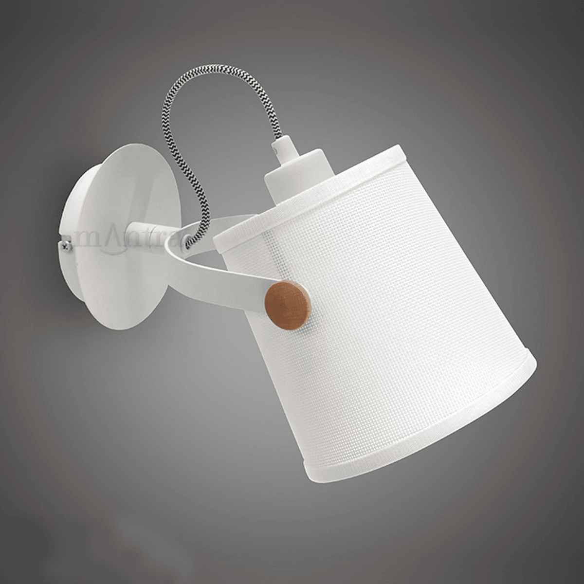 Nordica Adjustable Wall Light in Ivory White and Beech Wood