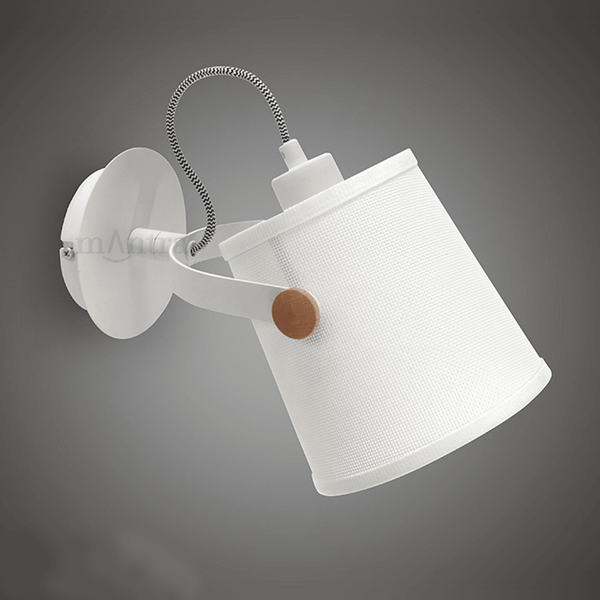 Nordica Adjustable Wall Light in Ivory White and Beech Wood