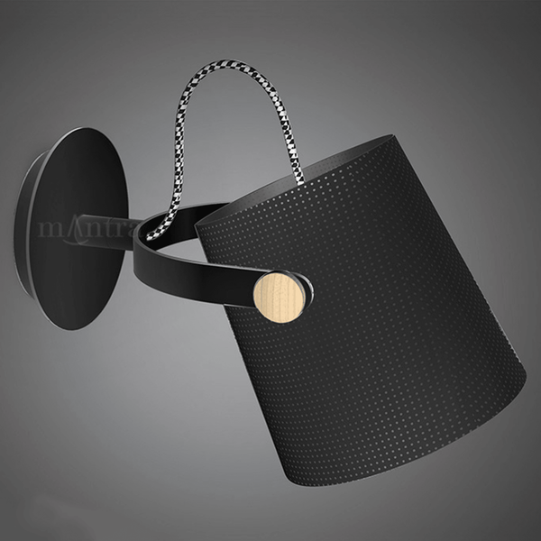 Nordica Adjustable Wall Light in Black and Beech Wood