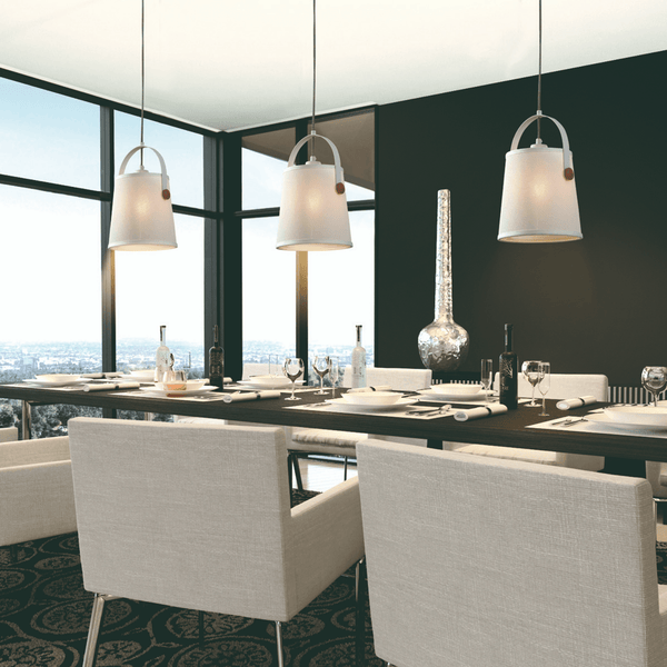 Nordica Single Pendant Light in Ivory White and Beech Wood