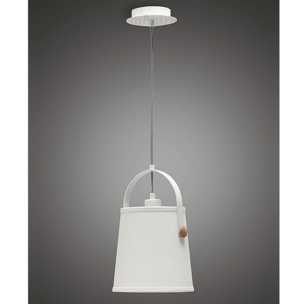 Nordica Single Pendant Light in Ivory White and Beech Wood