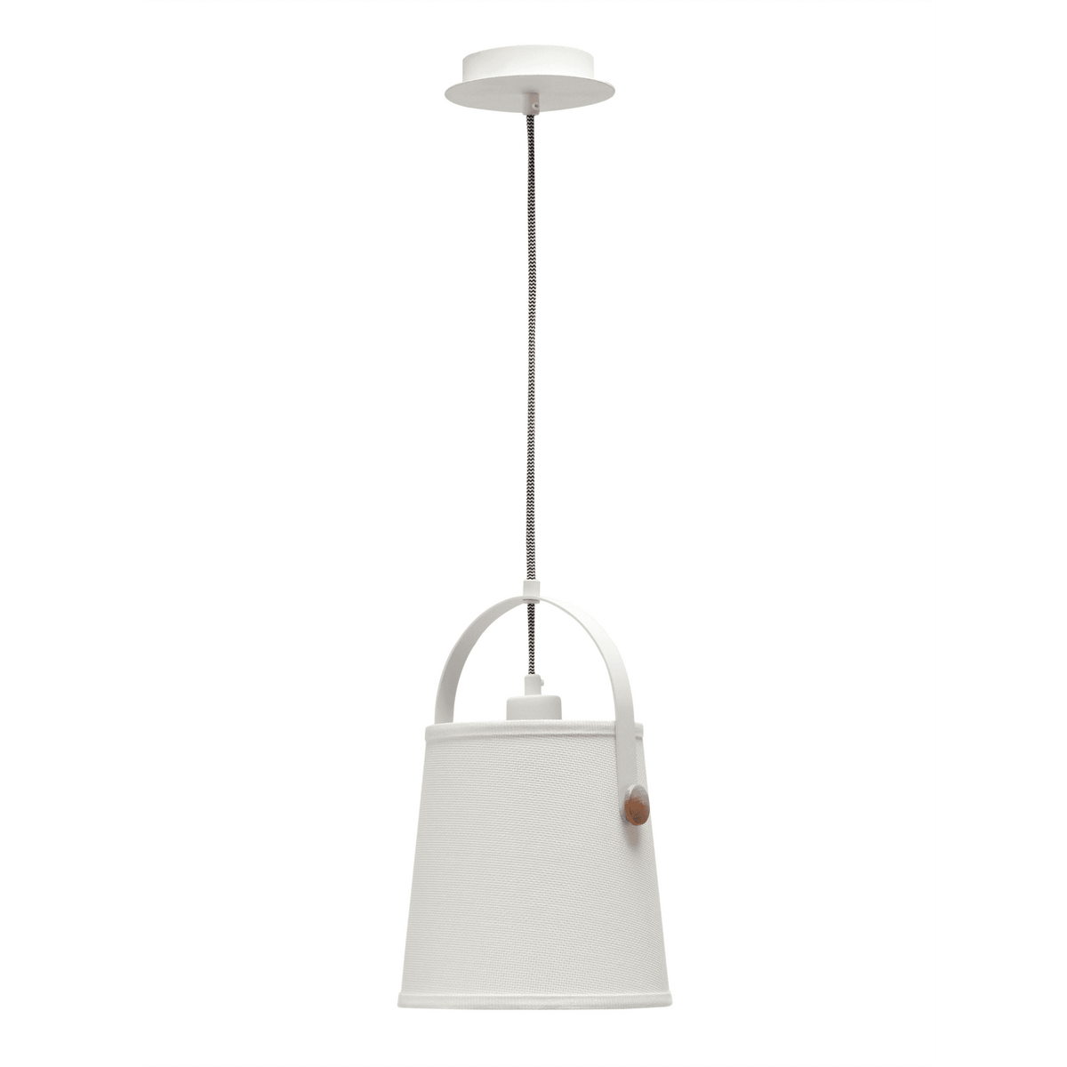 Nordica Single Pendant Light in Ivory White and Beech Wood