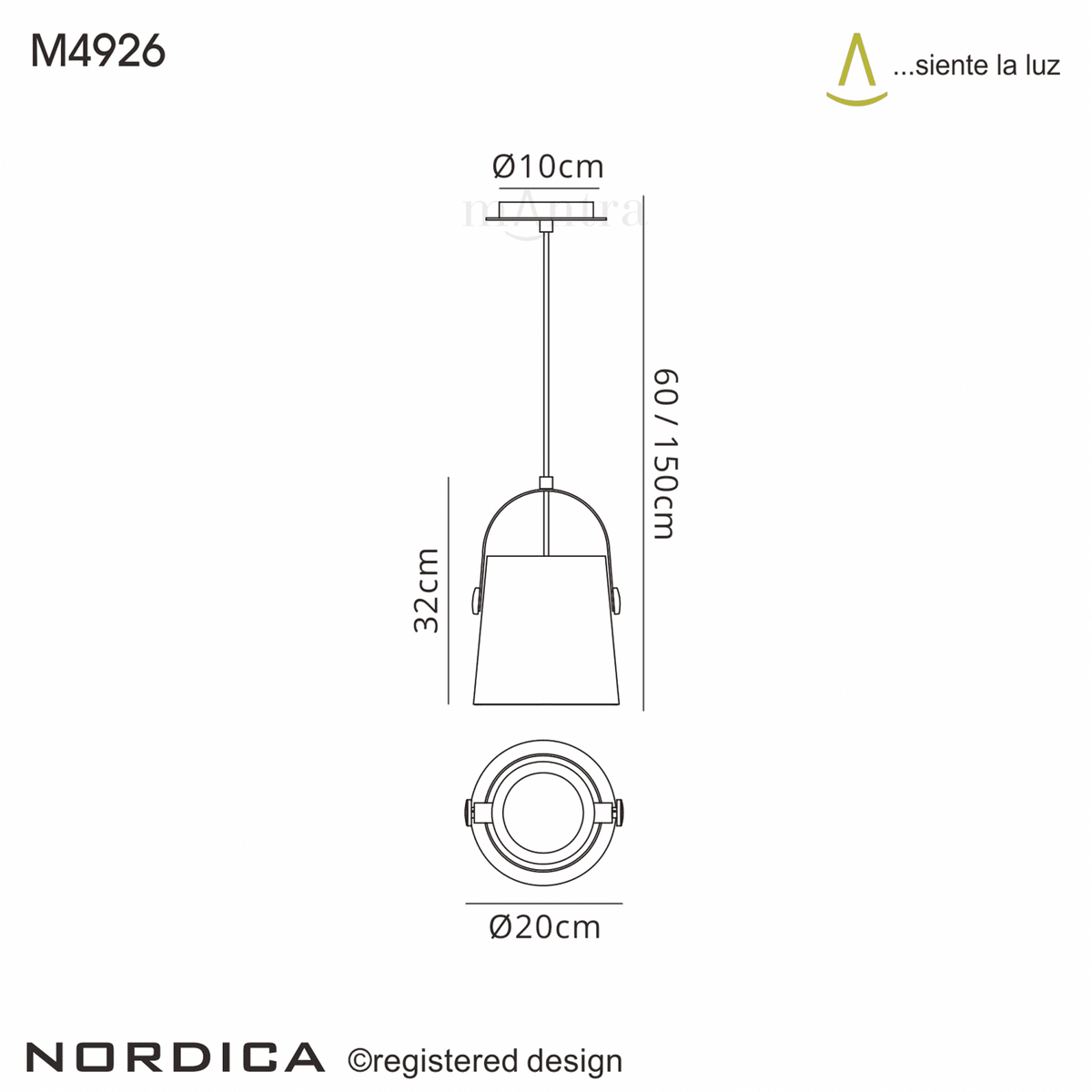 Nordica Single Pendant Light in Ivory White and Beech Wood