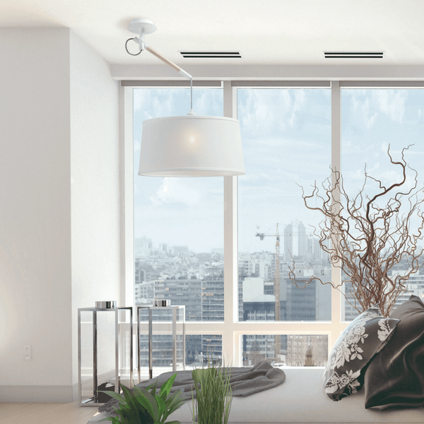 Nordica Multi Position Single Pendant in Ivory White and Beech Wood