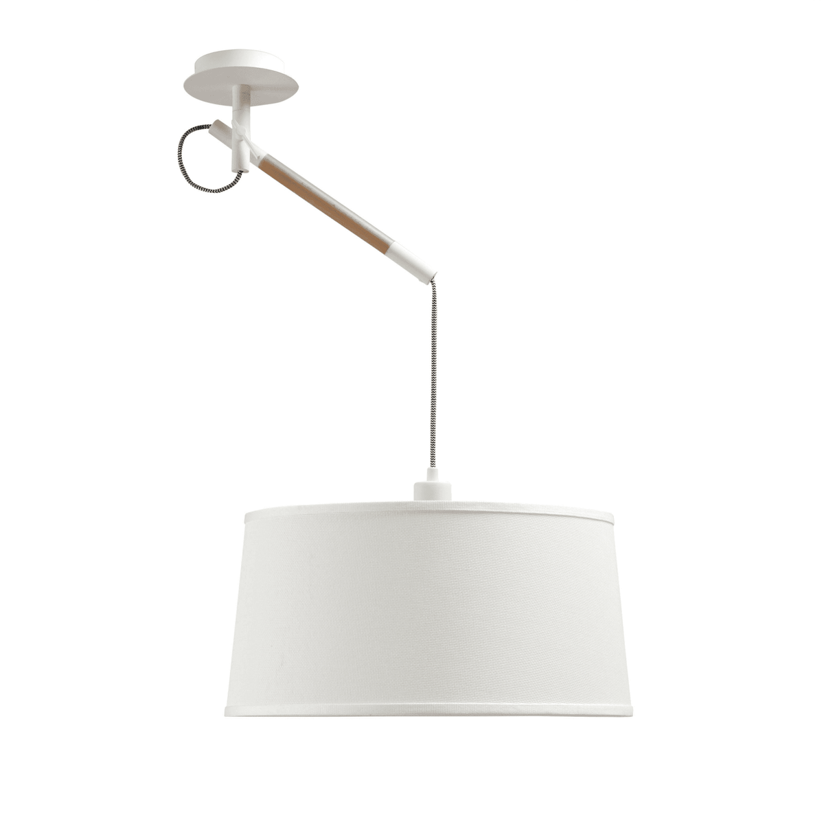 Nordica Multi Position Single Pendant in Ivory White and Beech Wood