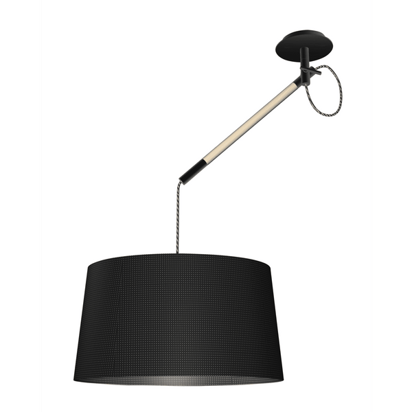 Nordica Multi Position Single Pendant in Black and Beech Wood