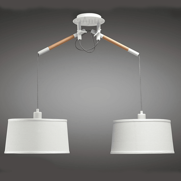 Nordica Multi Position Double Pendant in Ivory White and Beech Wood