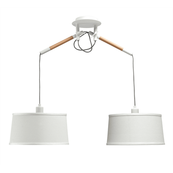 Nordica Multi Position Double Pendant in Ivory White and Beech Wood