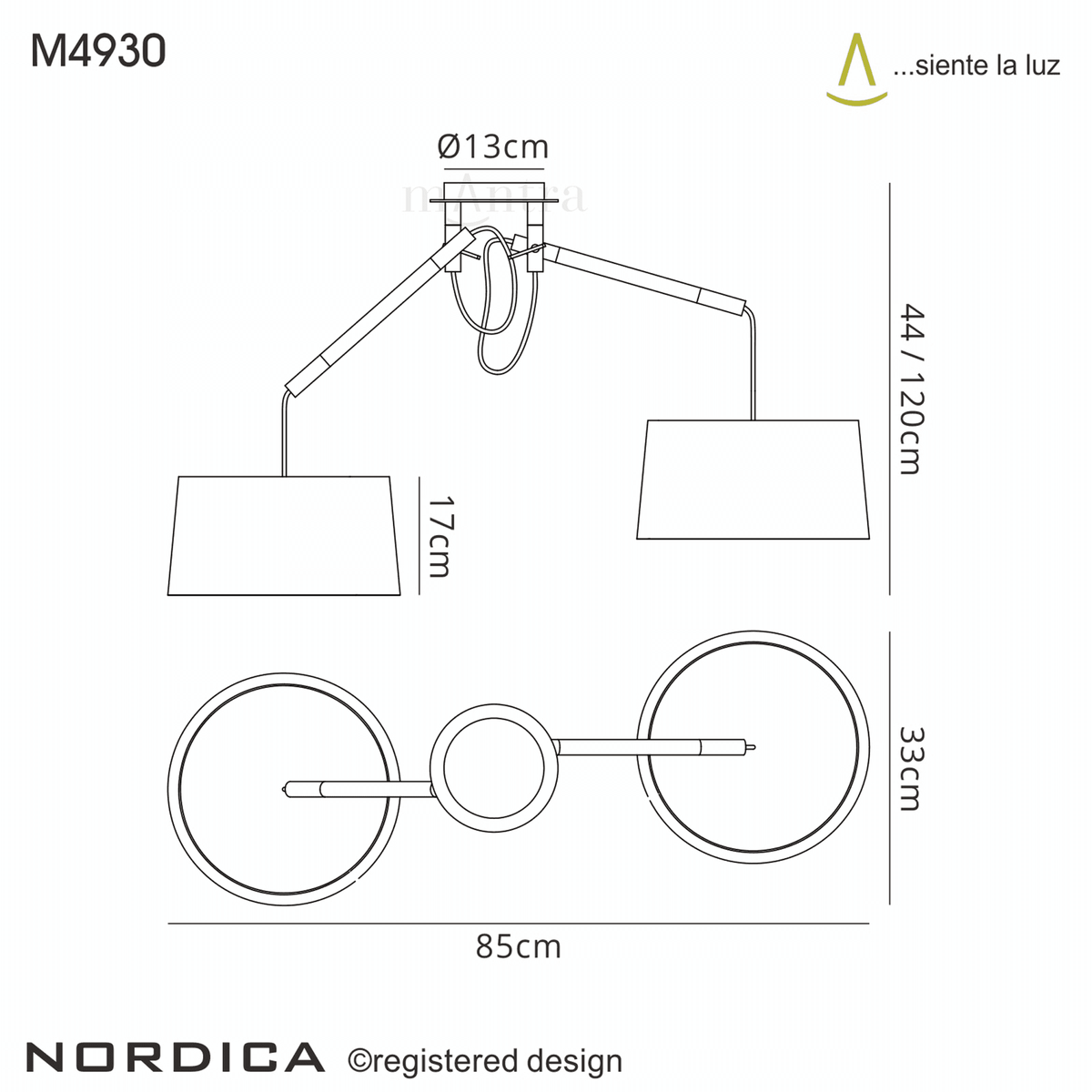 Nordica Multi Position Double Pendant in Ivory White and Beech Wood