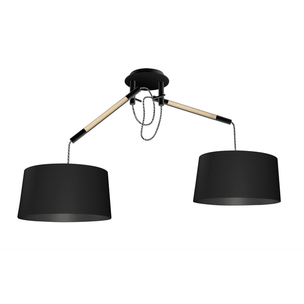 Nordica Multi Position Double Pendant in Black and Beech Wood