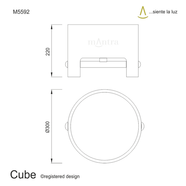 Cube 300 Large Table Lamp in White and Wood