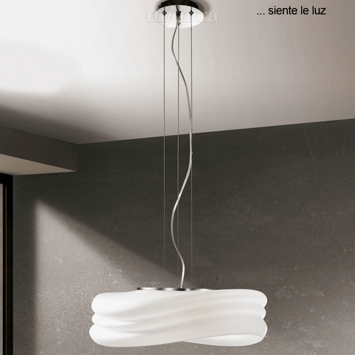 Mediterraneo 3 Light Large Pendant in Chrome and Frosted Glass