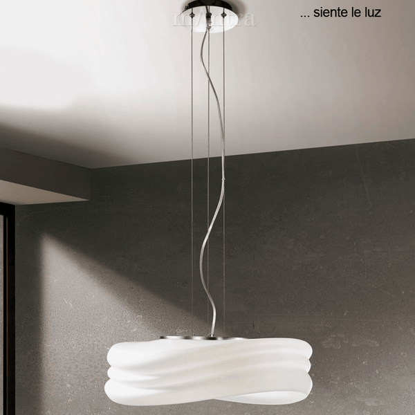 Mediterraneo 3 Light Large Pendant in Chrome and Frosted Glass
