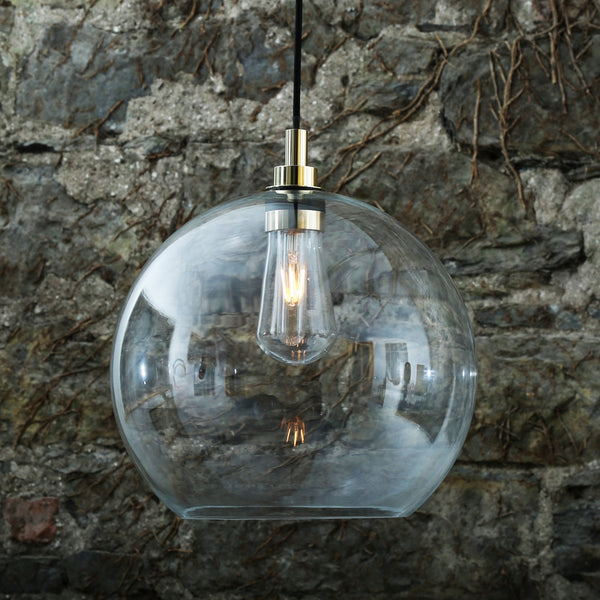 Leith 35cm IP65 Pendant Light in Polished Brass