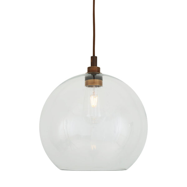 Leith 35cm IP65 Pendant Light in Antique Brass