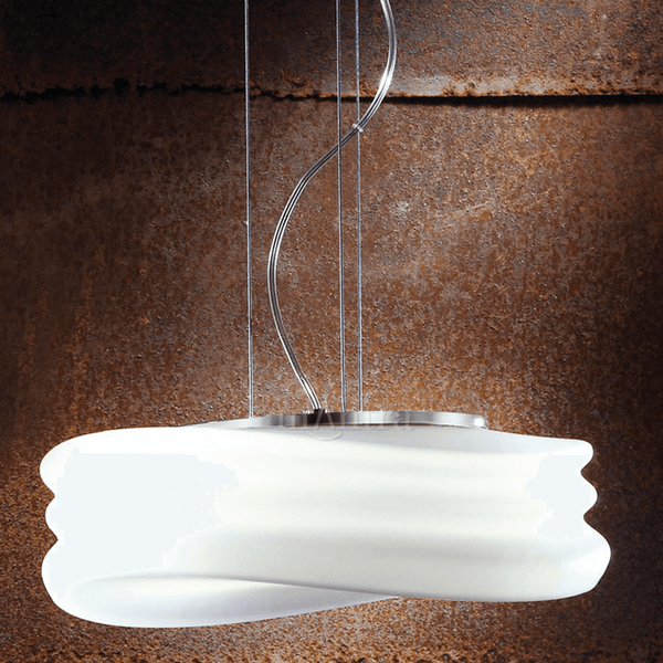 Mediterraneo 2 Light Medium Pendant in Chrome and Frosted Glass