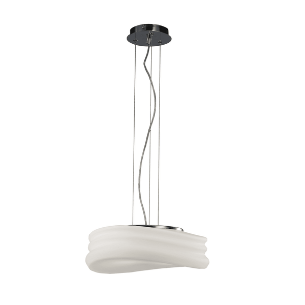 Mediterraneo 2 Light Medium Pendant in Chrome and Frosted Glass