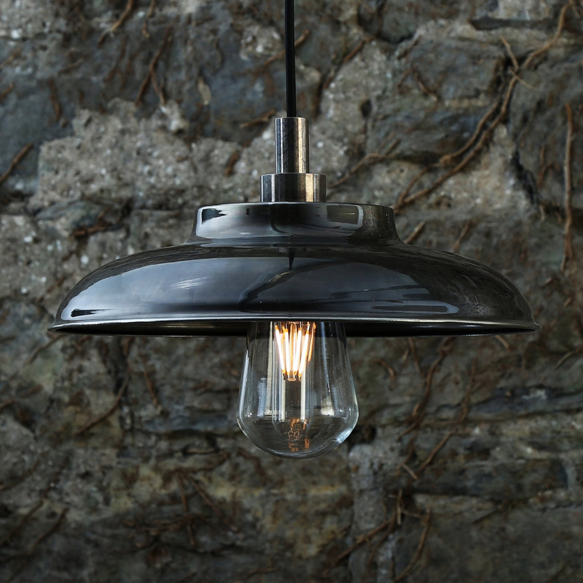 Darya 32cm IP65 Pendant Light in Antique Silver