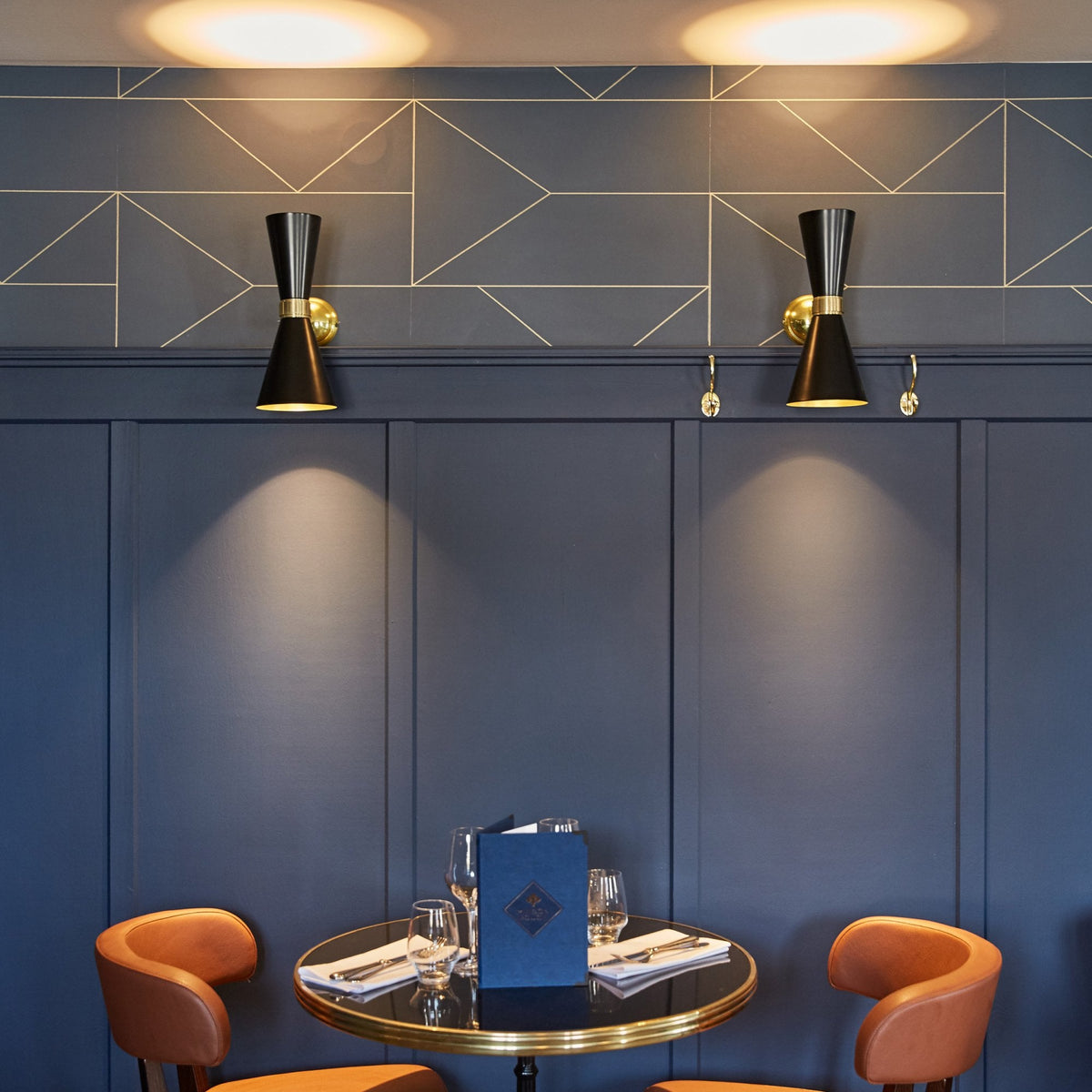 Cairo Wall Light in Matt Black and Polished Brass