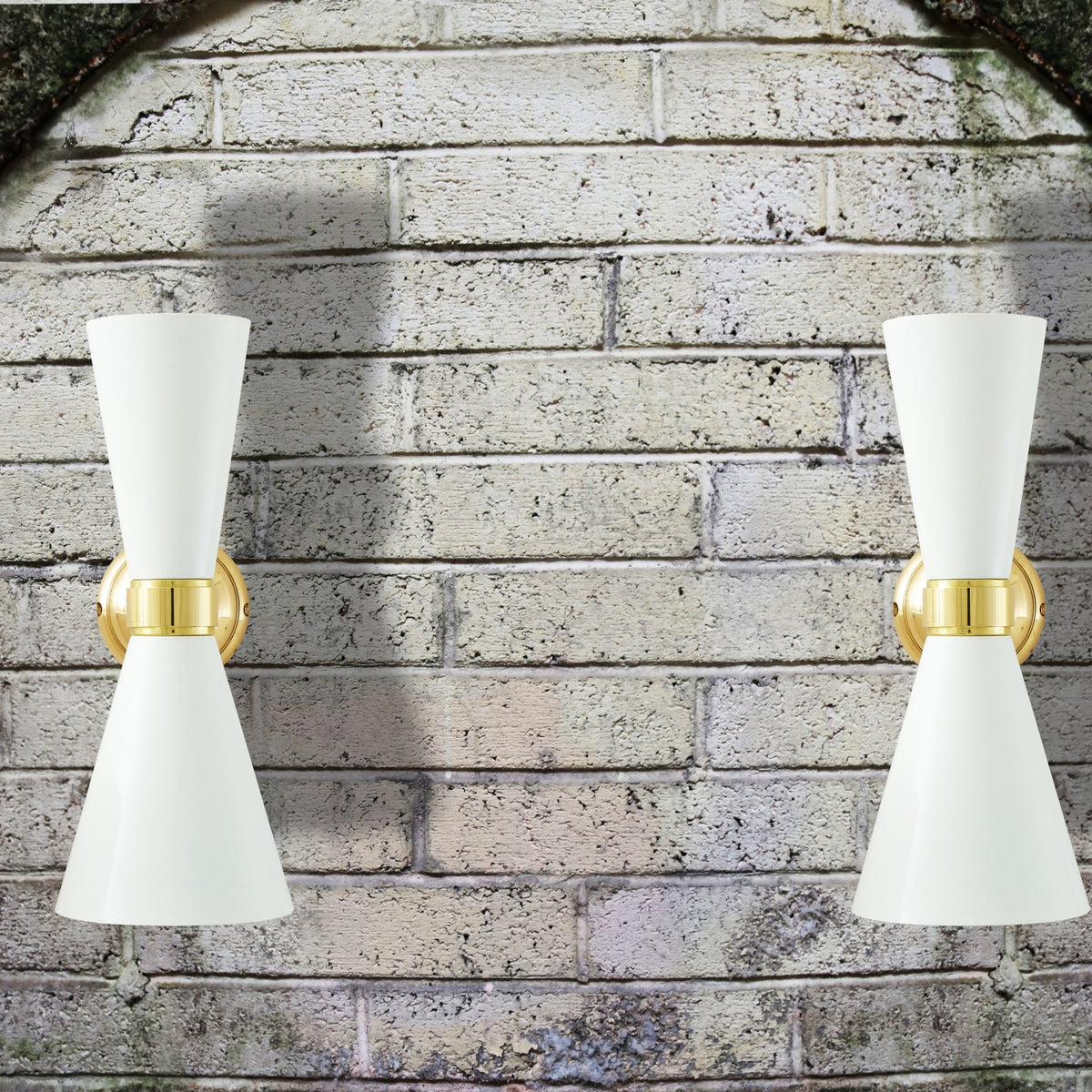 Cairo Wall Light in White and Polished Brass