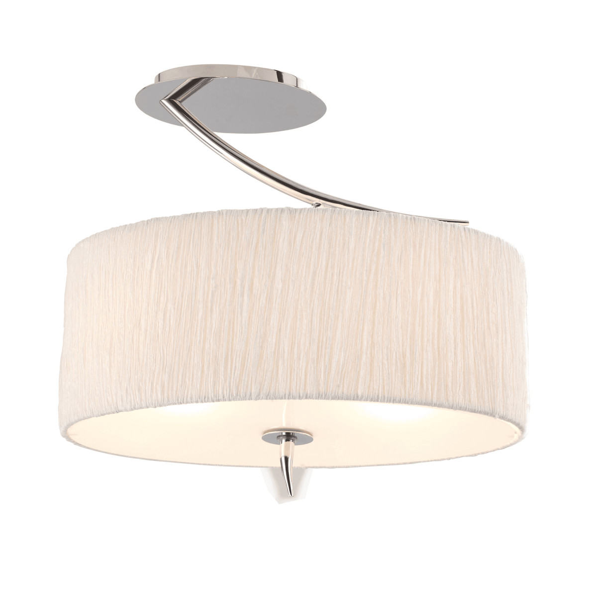 Eve Semi Flush Ceiling Light in Chrome with White Oval Shade