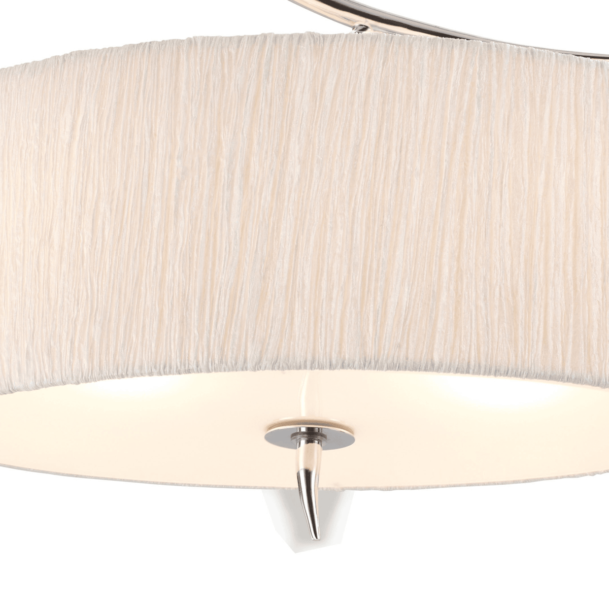 Eve Semi Flush Ceiling Light in Chrome with White Oval Shade