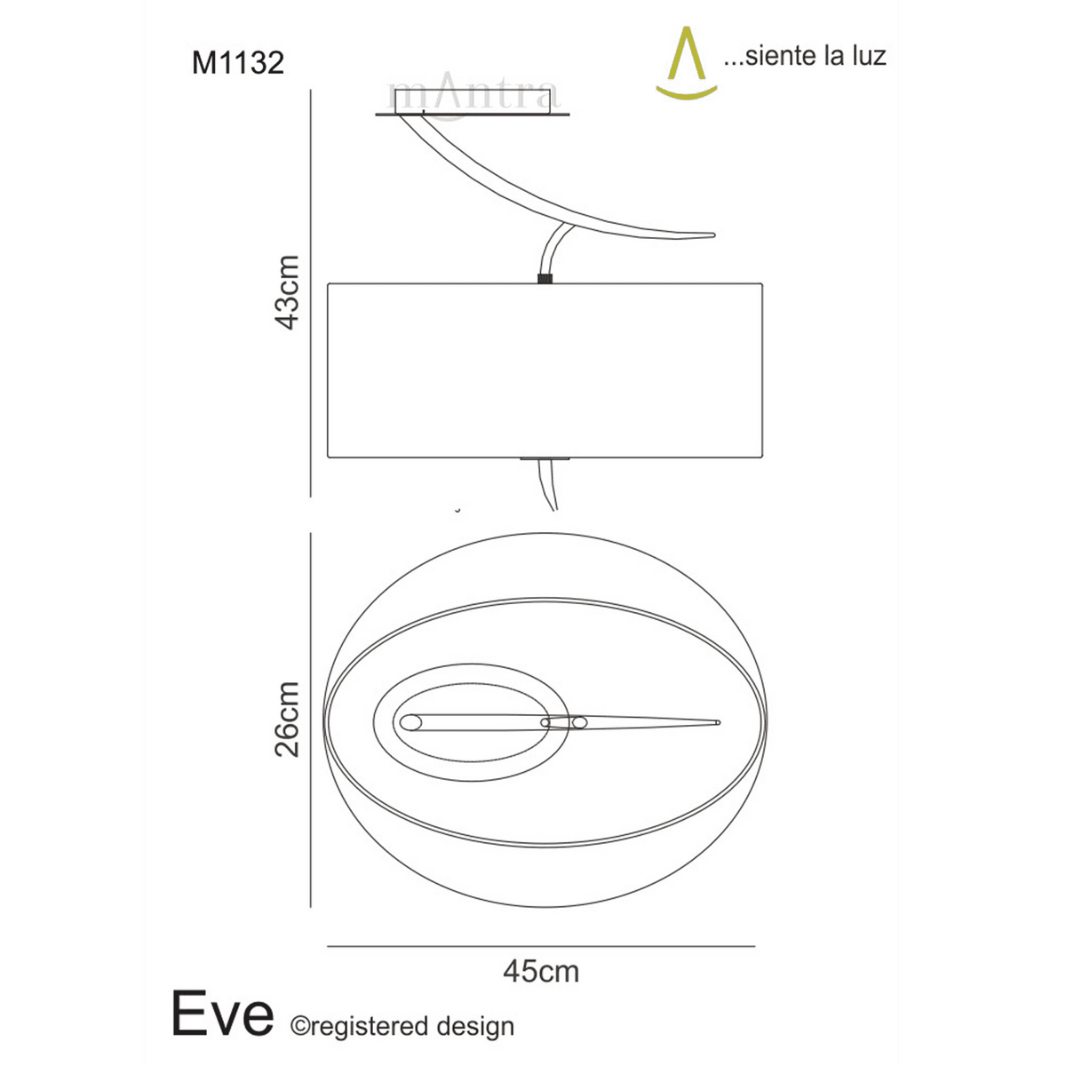 Eve Semi Flush Ceiling Light in Chrome with Black Oval Shade