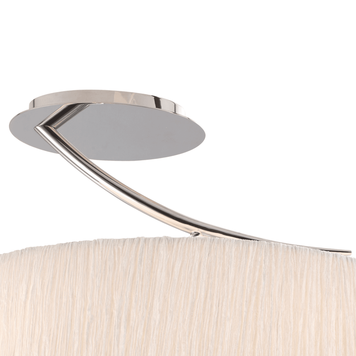 Eve Semi Flush Ceiling Light in Chrome with White Oval Shade