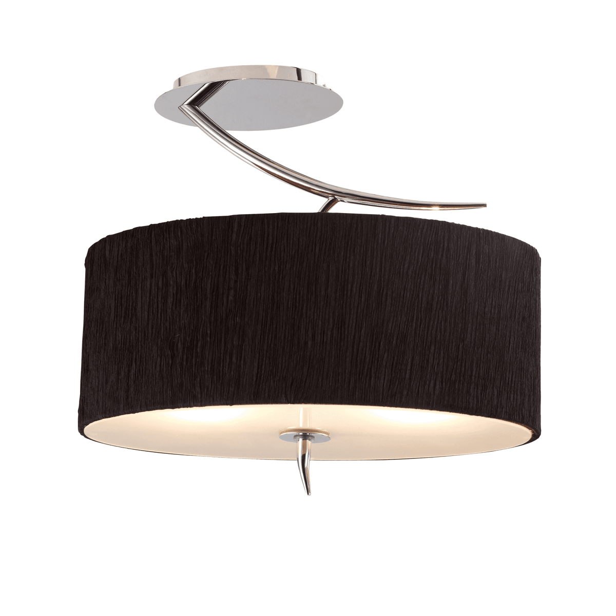 Eve Semi Flush Ceiling Light in Chrome with Black Oval Shade