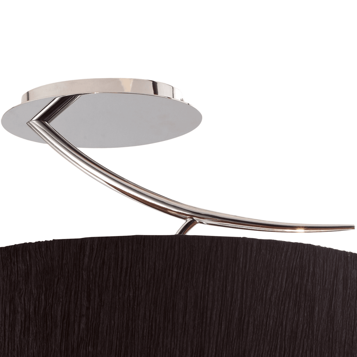 Eve Semi Flush Ceiling Light in Chrome with Black Oval Shade
