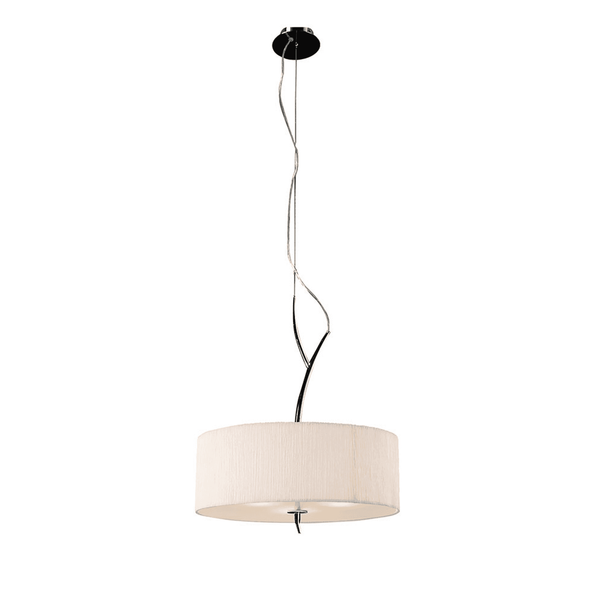 Eve 3 Light Pendant Light in Chrome with White Round Shade