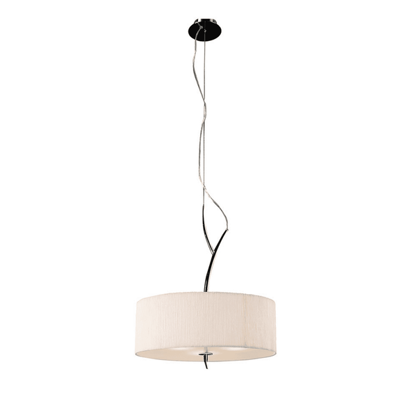 Eve 3 Light Pendant Light in Chrome with White Round Shade