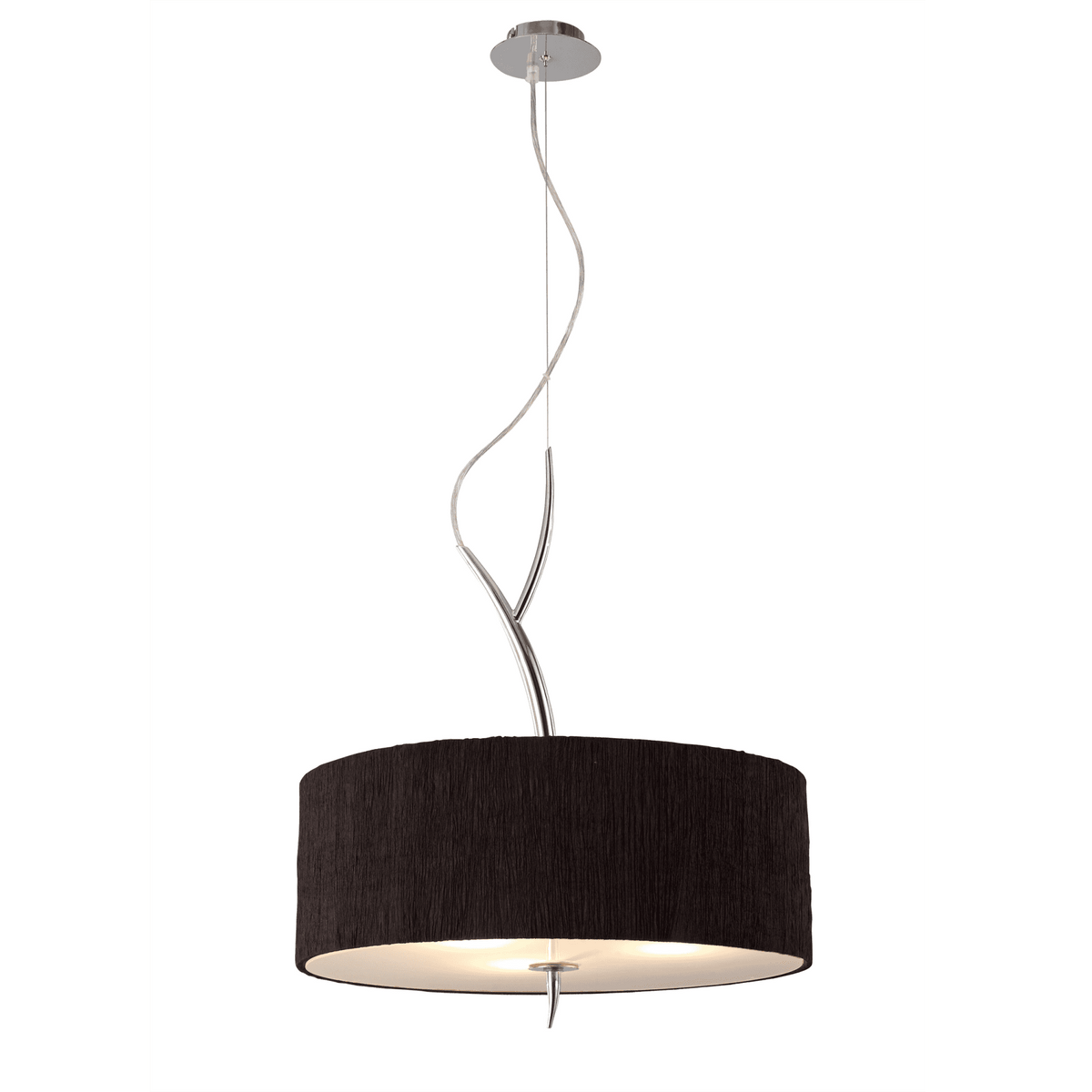 Eve 3 Light Pendant Light in Chrome with Black Round Shade
