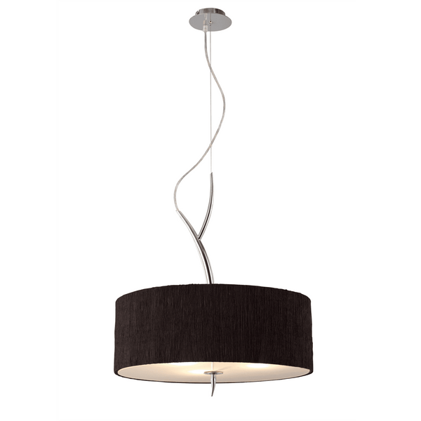 Eve 3 Light Pendant Light in Chrome with Black Round Shade