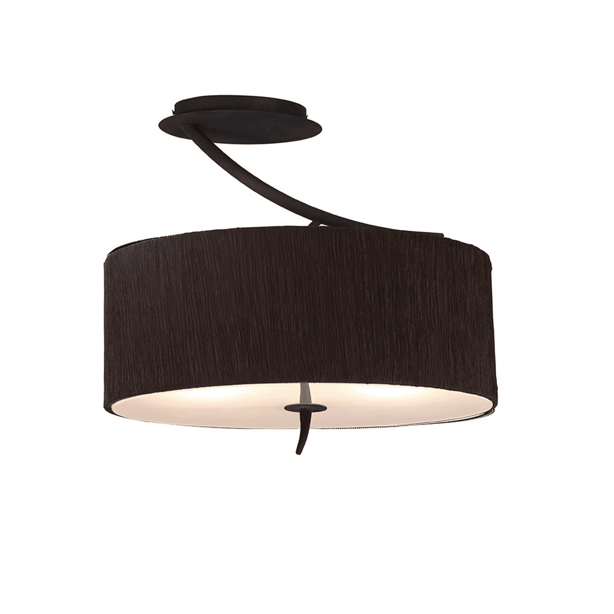 Eve Semi Flush Ceiling Light in Anthracite with Black Oval Shade