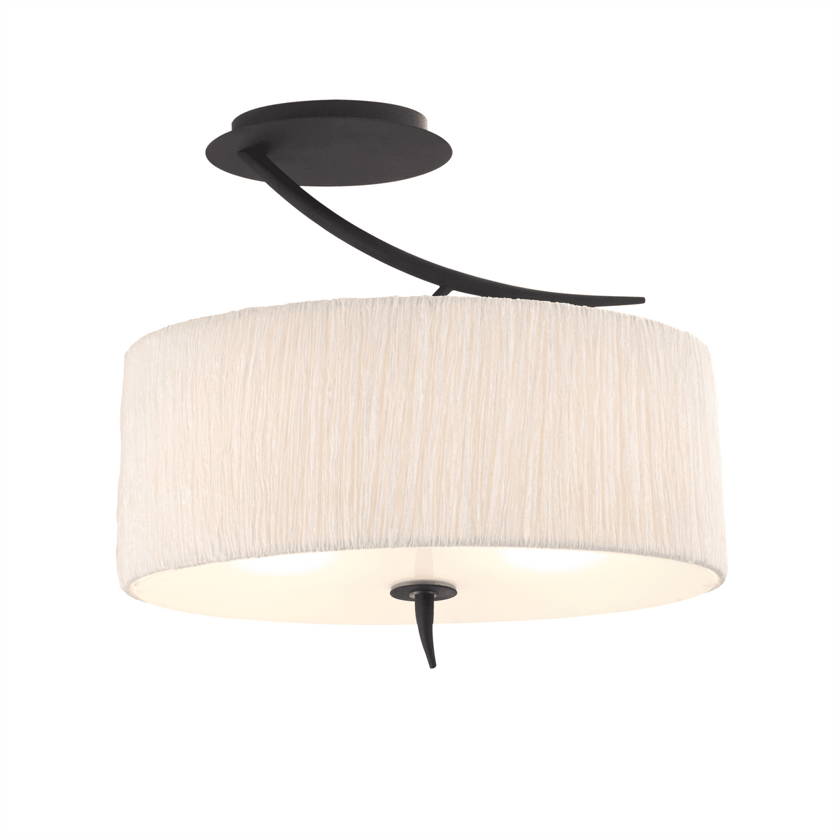 Eve Semi Flush Ceiling Light in Anthracite with White Oval Shade